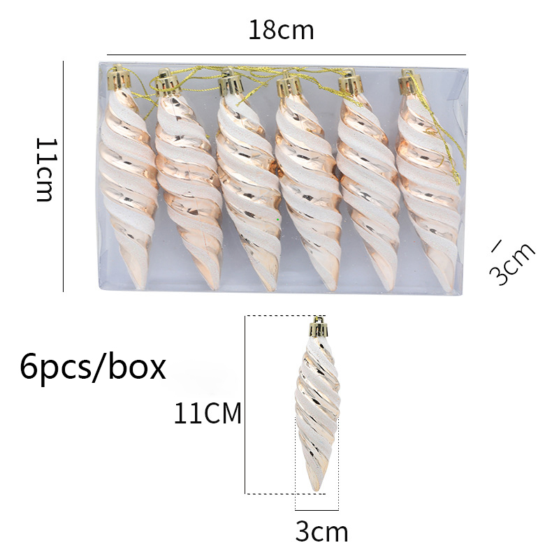 2023 New Year Ornaments 6pcs/lot Christmas Tree Decorations Painted Icicle Cone Candy Chrismtas Pendant Noel Navidad Home Decor alx