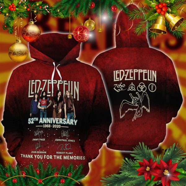 Led Zeppelin 52Th Anniversary 1968-2020 3D Unisex Hoodie