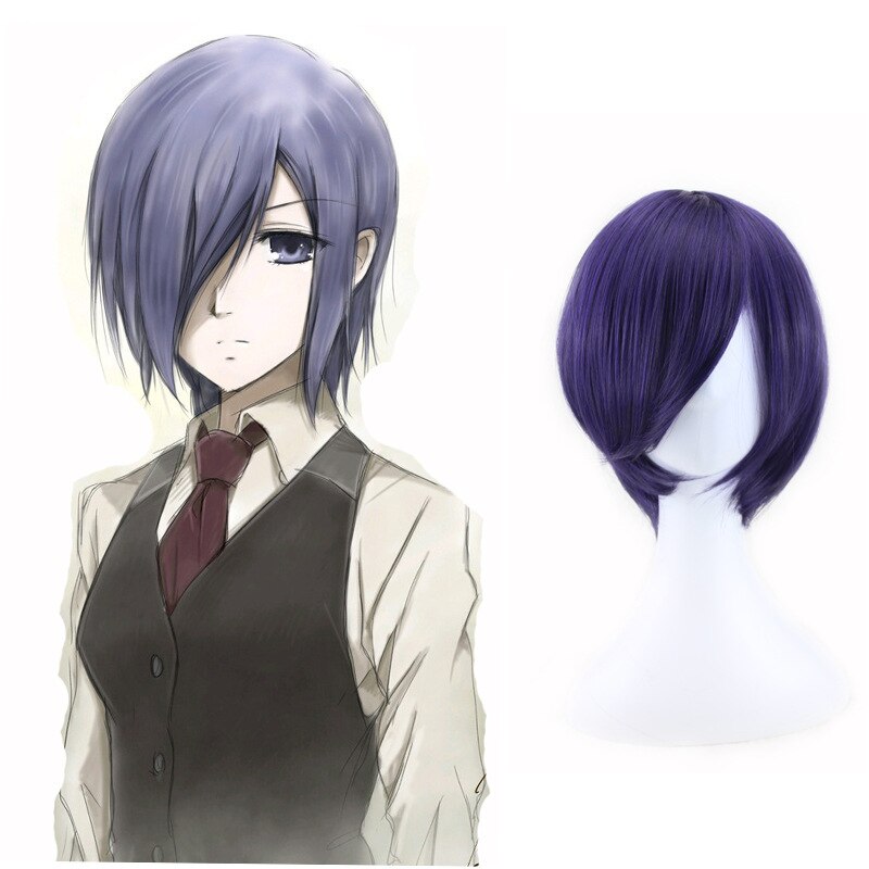 4 PCS Anime Tokyo Ghoul Touka Kirishima Cosplay Costume School Girl Uniform Purple Wig Women Halloween Carnival Suit Skirt Set alx