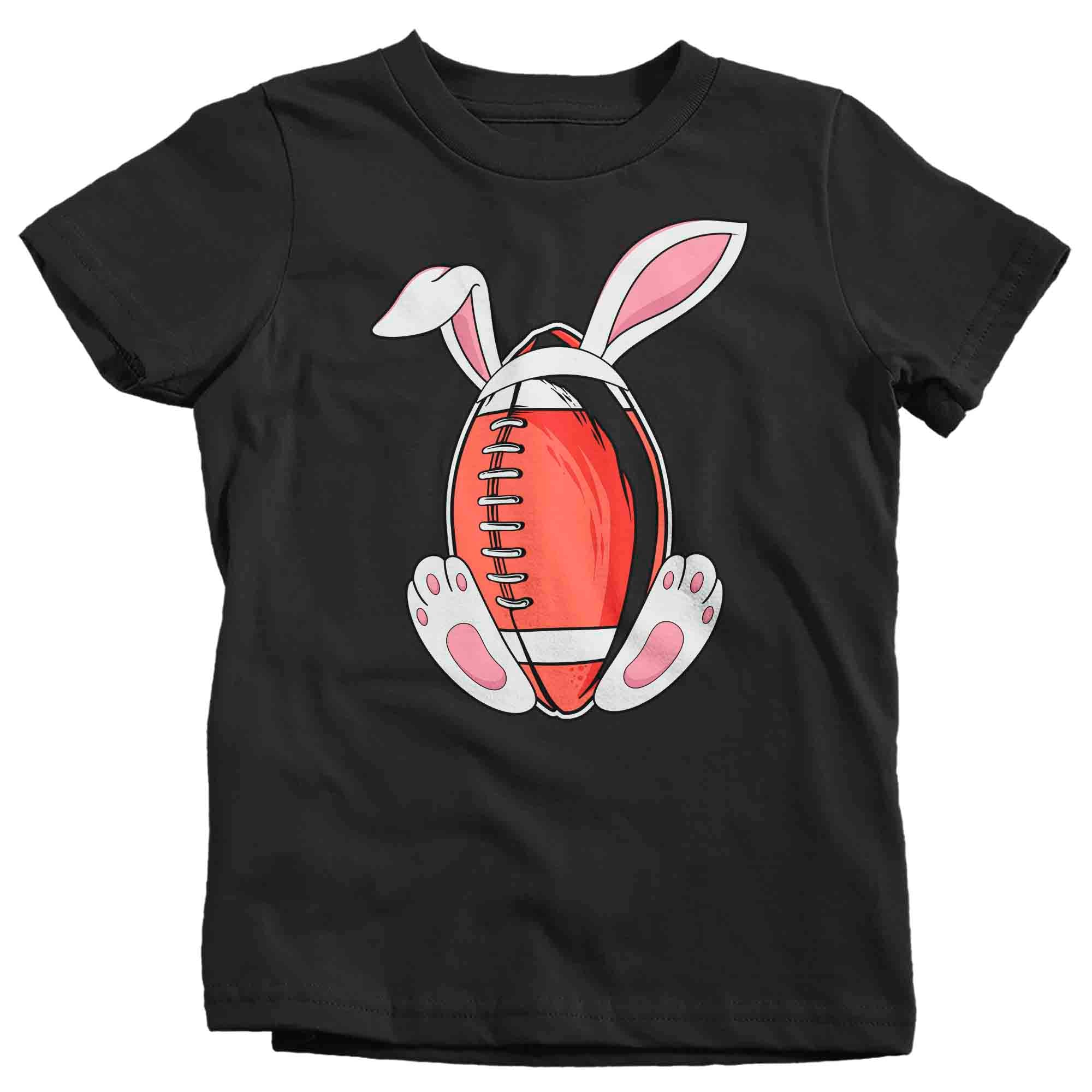 Kids Funny Easter T Shirt Football Bunny Shirt Rabbit Ears Feet Football Player Gym Tshirt Gift Easter Tee Boy’S Girl’S Youth