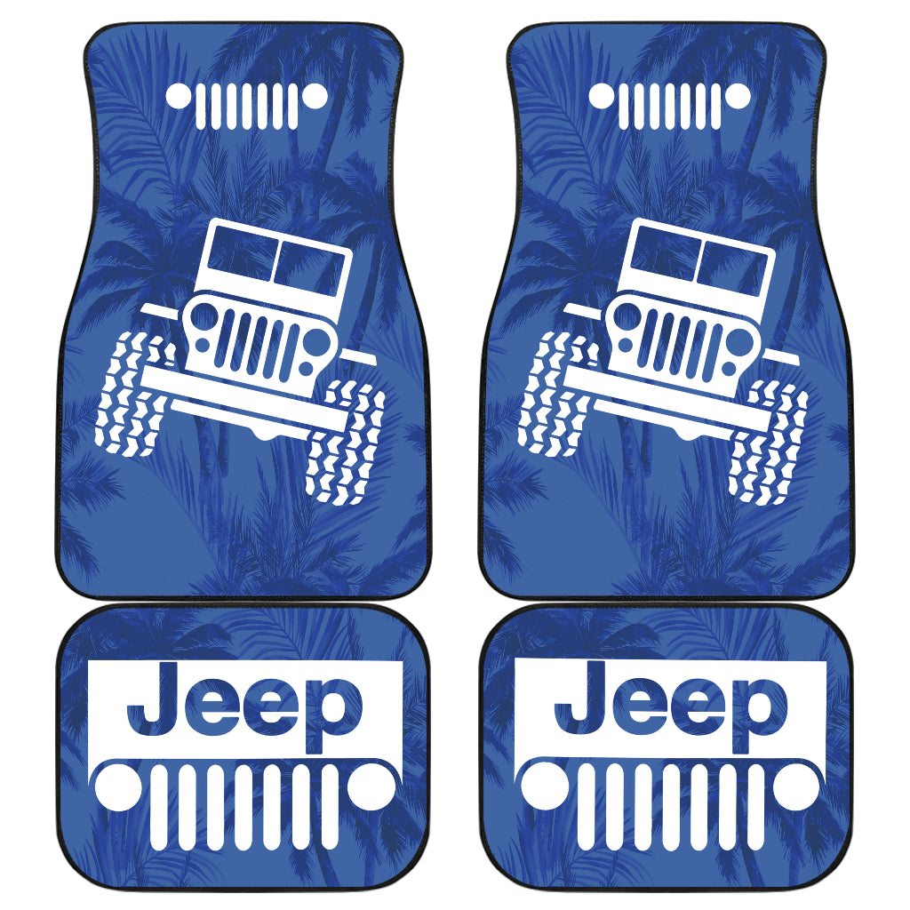 Jeep Offroad Blue White Beach Palms Style 1 Car Floor Mats 211401