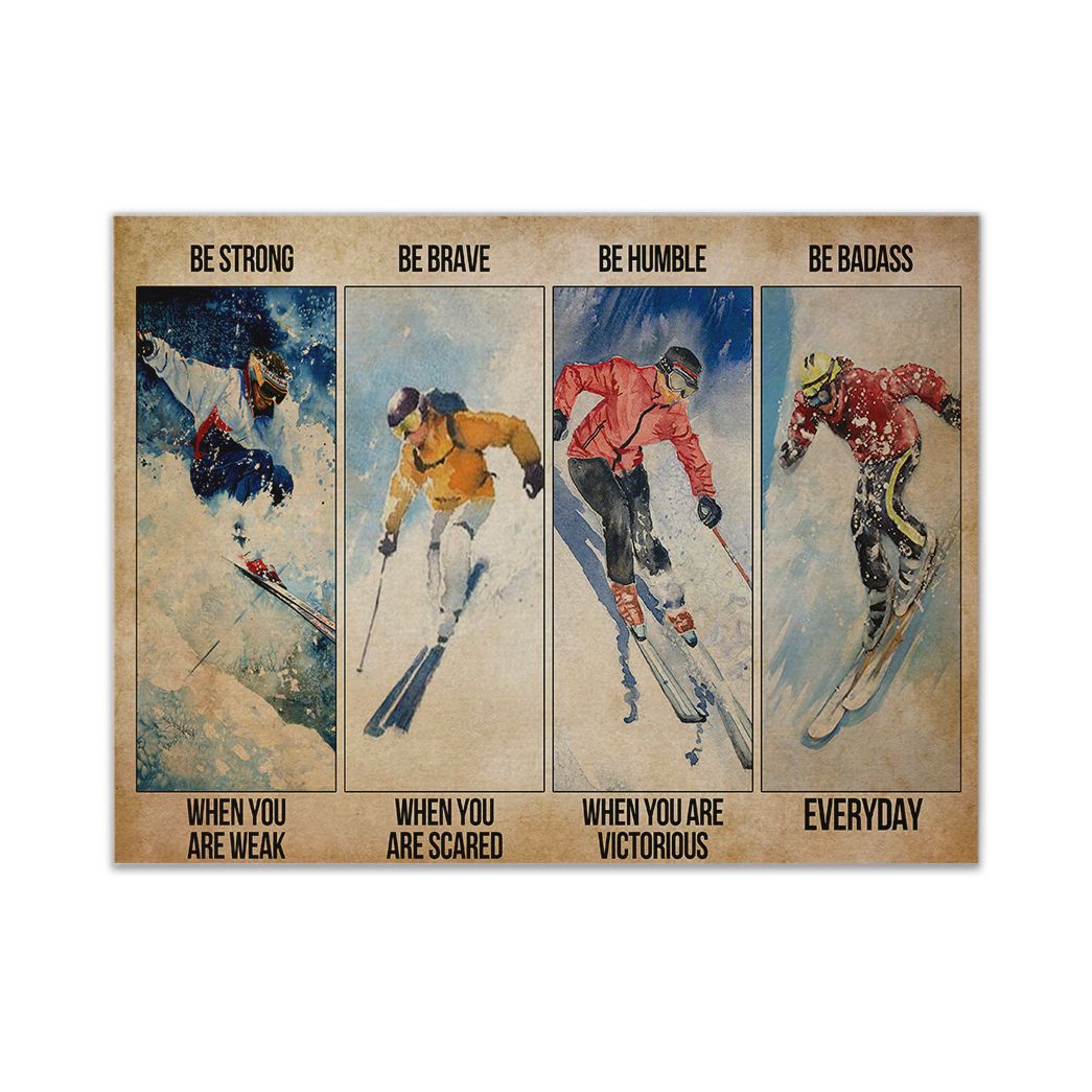 Casespring 3D Be Strong Be Brave Be Humble Be Badass Skiing Custom Canvas