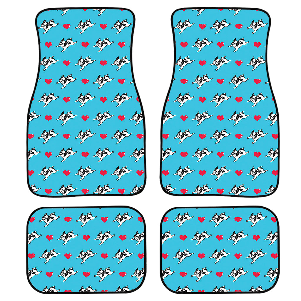 Love French Bulldog Pattern Print Front And Back Car Floor Mats, Front Car Mat