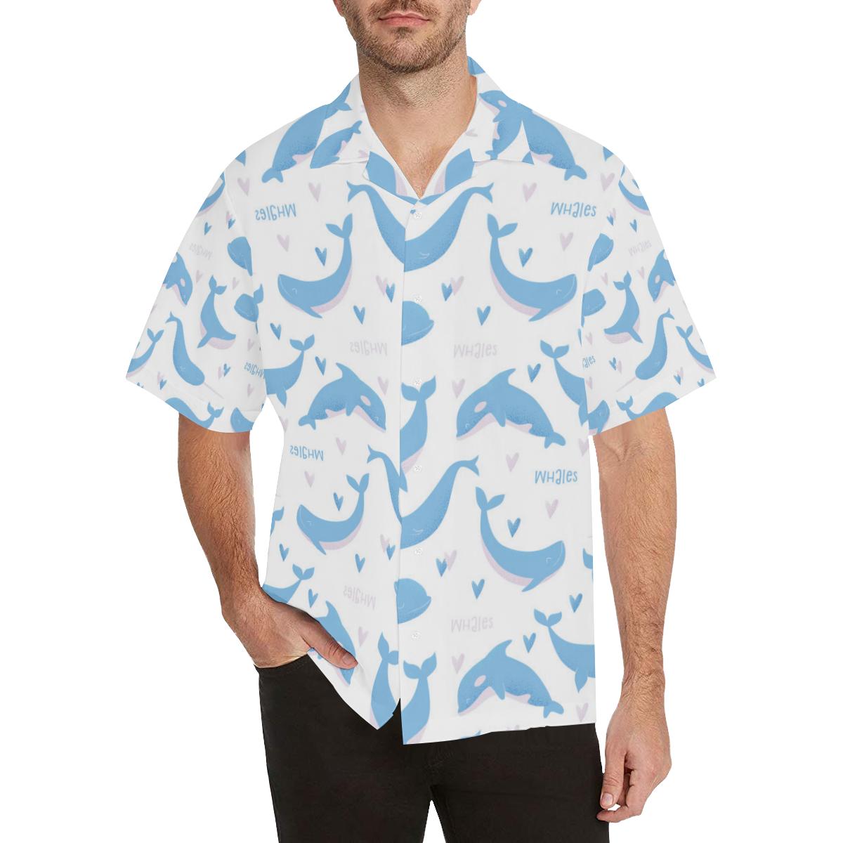 Blue whale pattern Men’s All Over Print Hawaiian Shirt