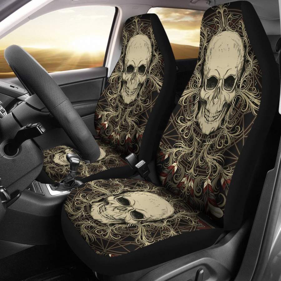 Skull With Ornamental Composition Seat Cover Cars 2