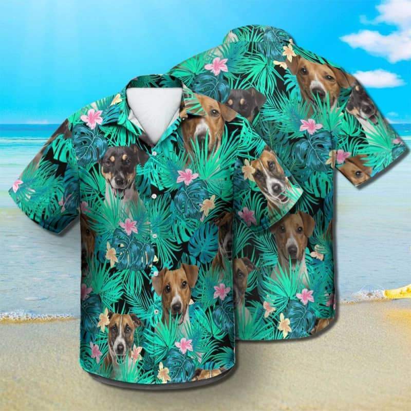 Jack Russell Terrier Hawaiian Shirt, Dog Summer Leaves Hawaiian Shirt, Unisex Print Aloha Short Sleeve Casual Shirt