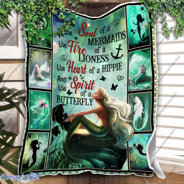 Mermaid Blanket – She Had The Sould Of Mermaids, The Fire Of Lioness Blanket