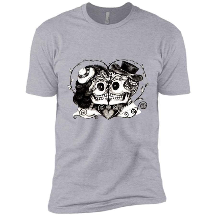 Couple Skulls Together Forever Valentine Gift – Canvas Unisex USA Shirt