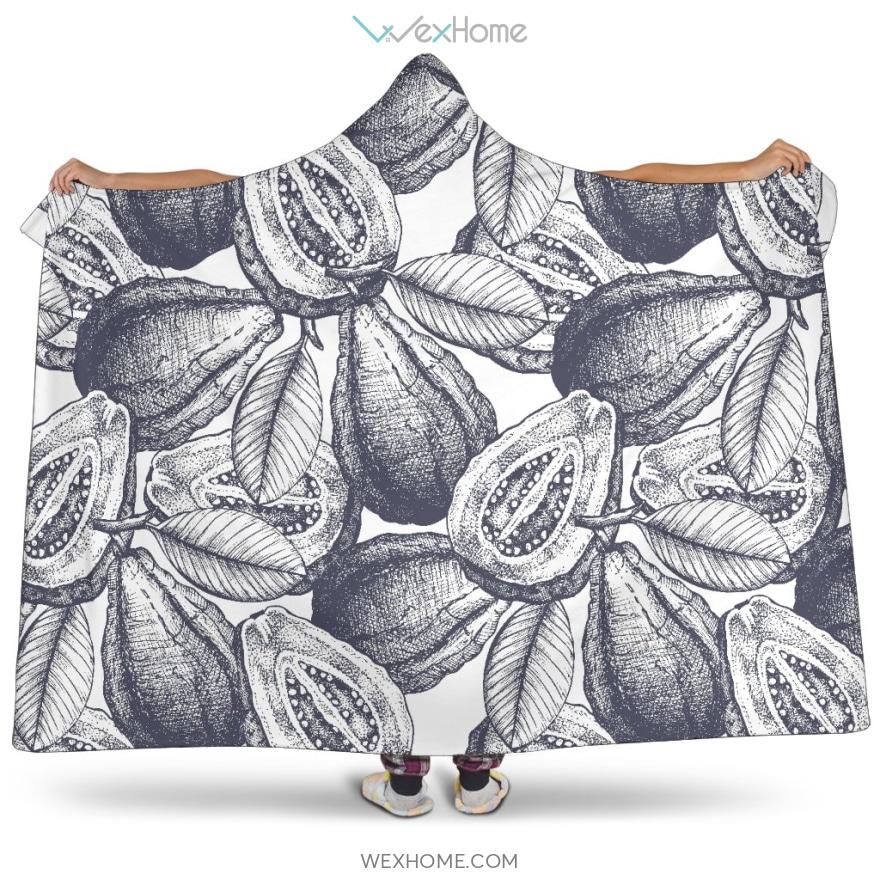 Guava Tropical Hand Drawn Pattern Hooded Blanket