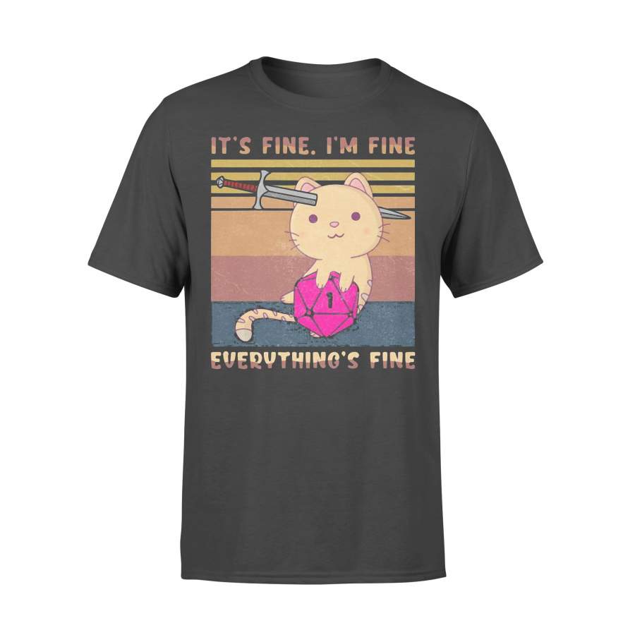 DnD Cat Vintage It’s Fine I’m Fine Everything’s Fine T-shirt