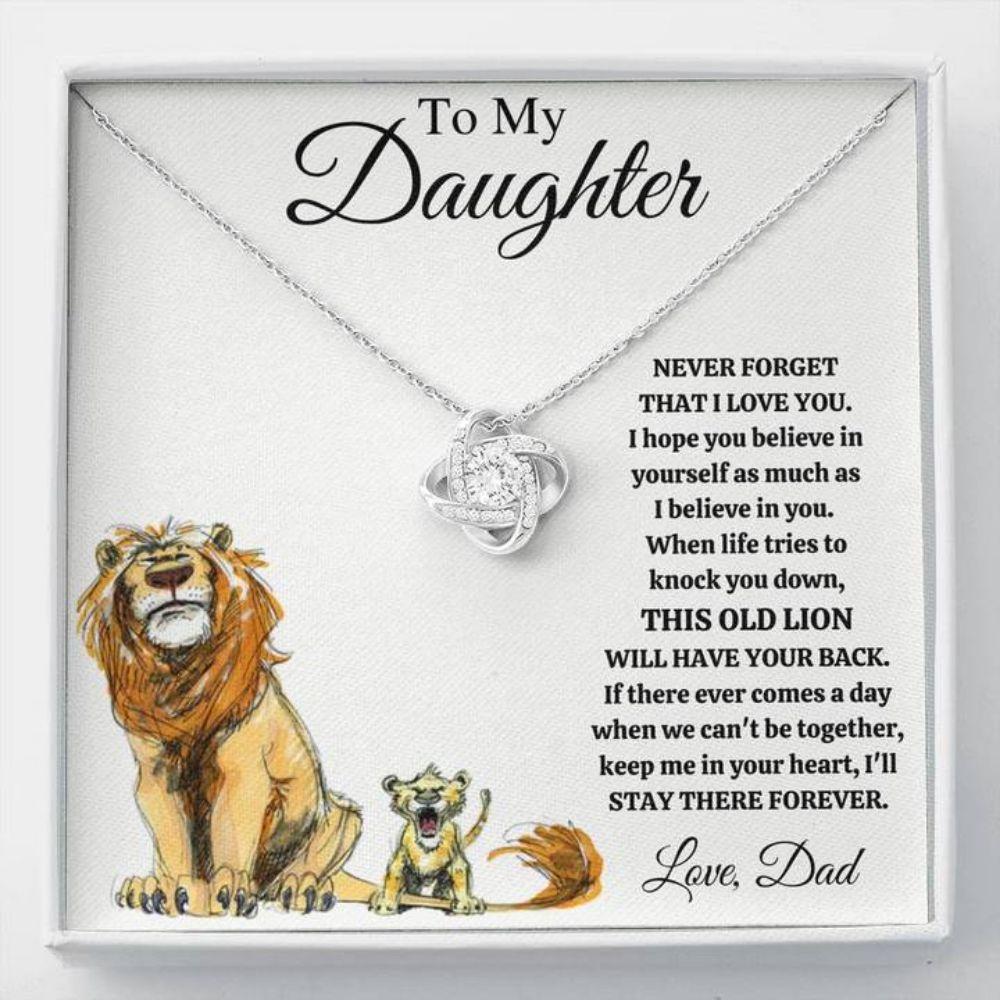 To My Daughter This Old Lion Drawing Gift From Dad Mom – Daughter Love Knot Necklace 0921