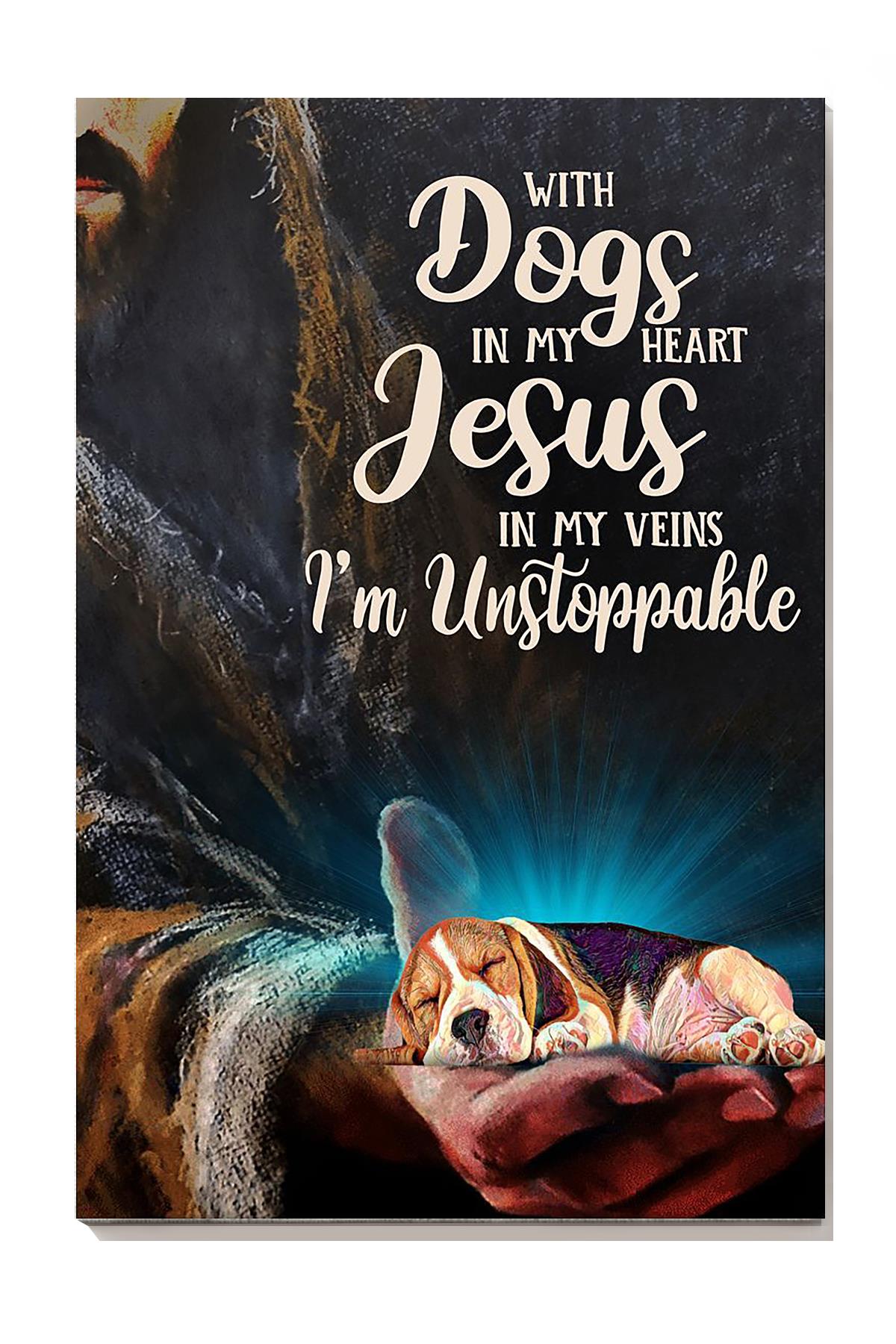 With Dogs In My Heart Jesus In My Veins God Wall Art For Christian Home Decor Wrapped Canvas