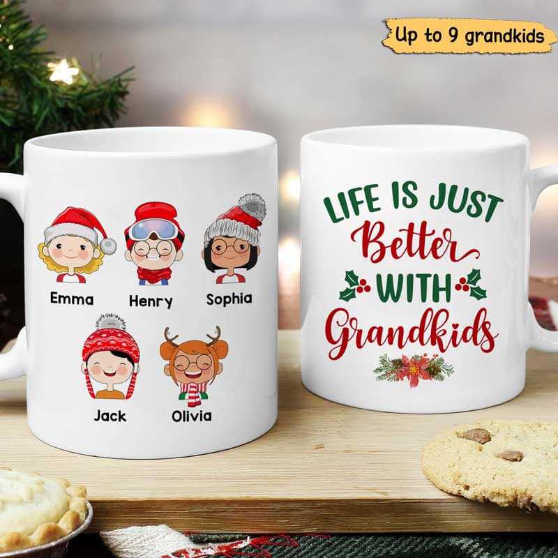 Better With Grandkids Christmas Personalized Coffee Mug