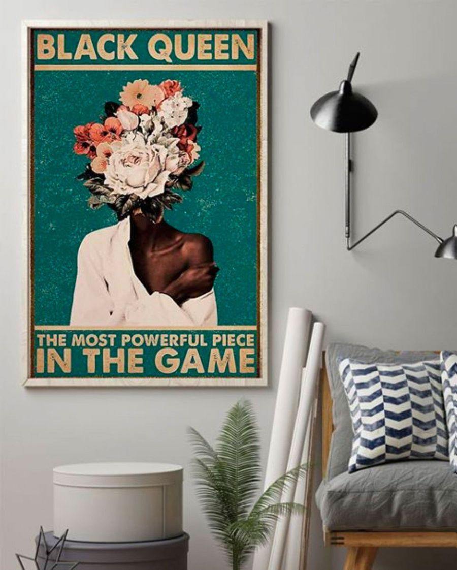 Black Queen The Most Powerful Piece In The Game Flower Head – Best Idea Gift , Gift For Home Decor, Gift For Family – Horizontal Canvas Matte Canvas Wall Art