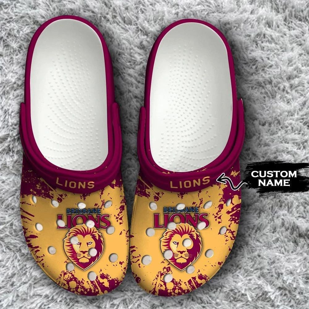 Brisbane Lions Custom Personalized Crocs Classic Clogs Shoes In Yellow