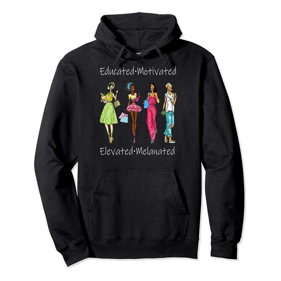 Black Queen Educated Melanin African American Women Hoodie Premium Tee