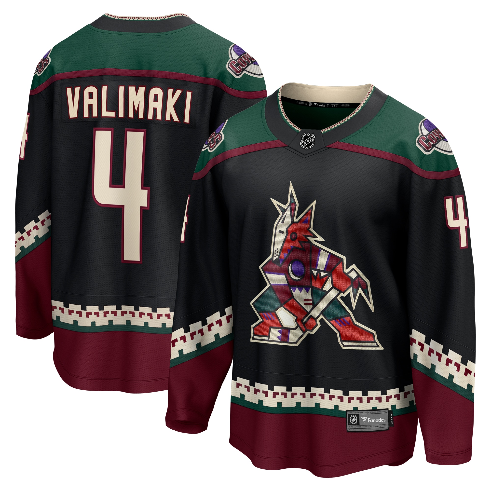 Juuso Valimaki Arizona Coyotes Branded Home Breakaway Jersey – Black