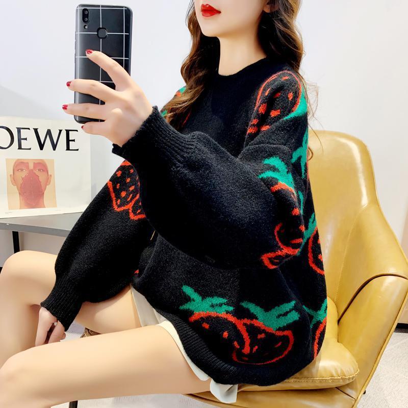 velvet winter autumn 2020 oversize knitted sweater women clothes jackets Pullovers long sleeve korean style tops alx