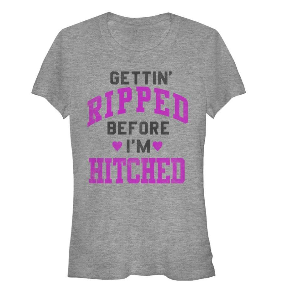 CHIN UP Junior’s Gettin Ripped Before I’m Hitched  T Shirt Athletic Heather