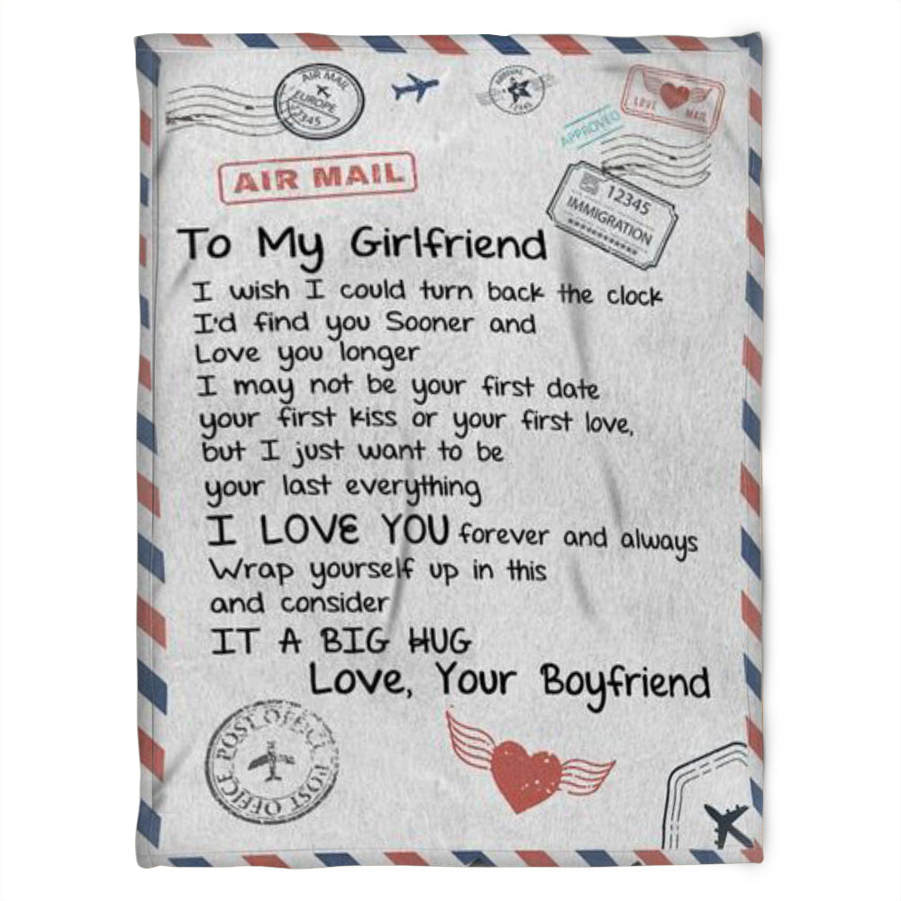 To My Girlfriend Blanket. Fleece Blanket, I Love You Forever And Always. Gift For Girlfriend Family Home Decor Bedding Couch Sofa Soft And Comfy Cozy