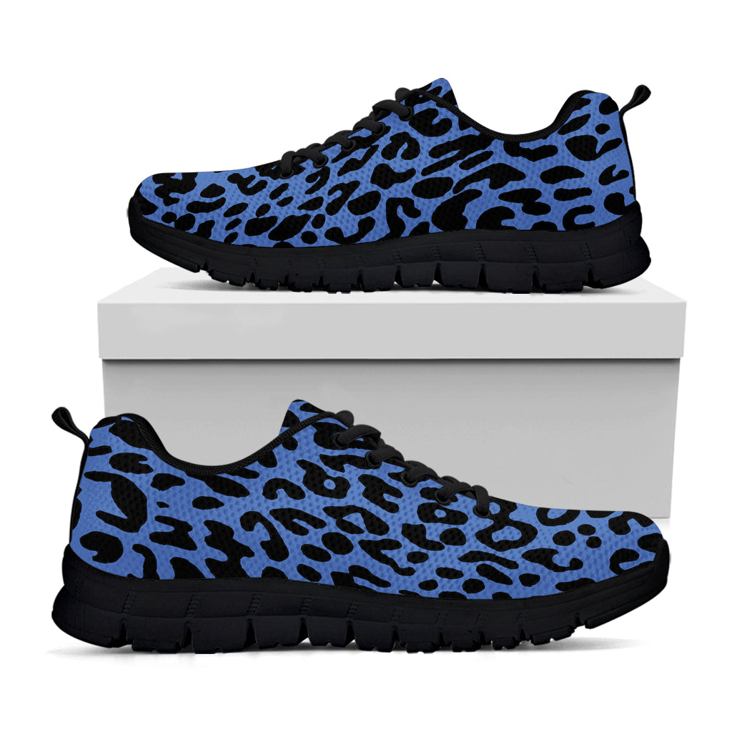 Blue Leopard Print Black Sneakers