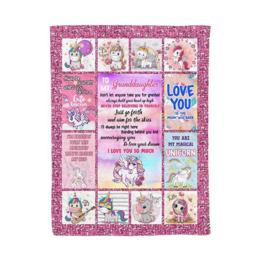 Unicorn To My Granddaughter Don’t Let Anyone Take You For Granted Throw Fleece Blanket