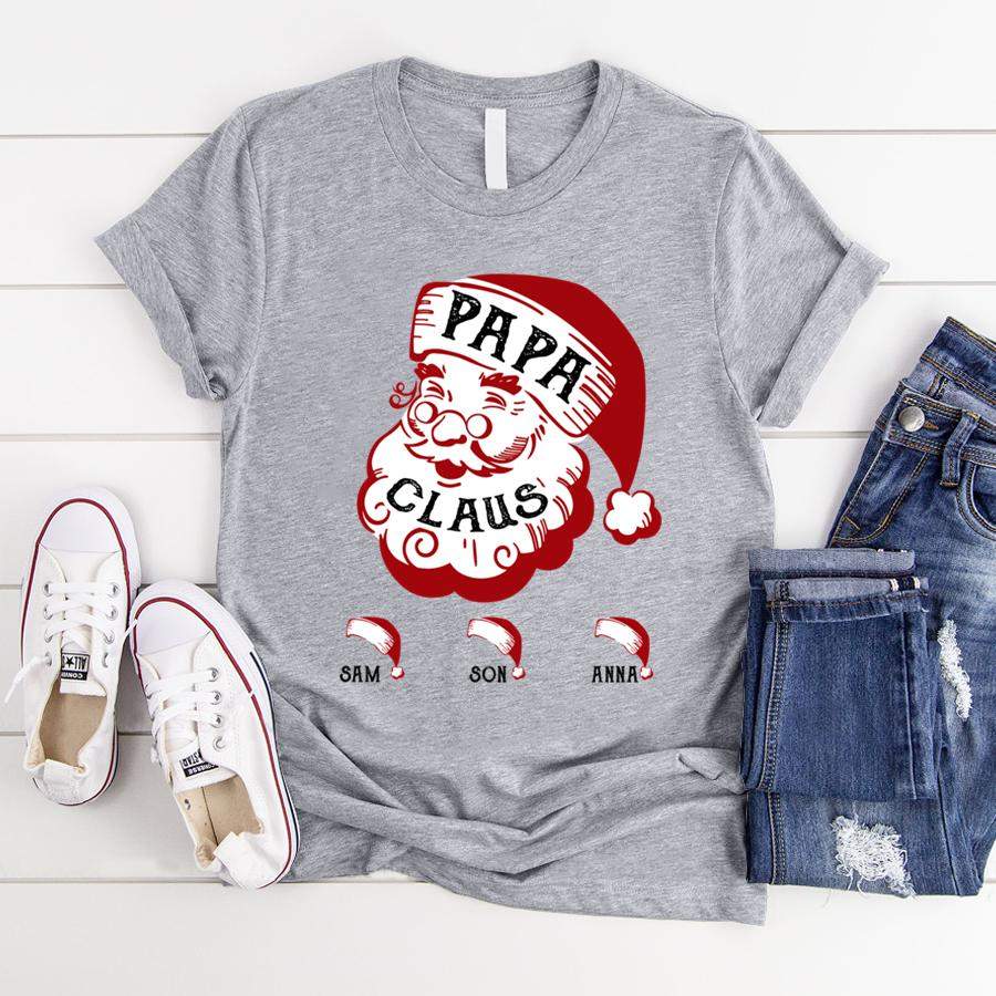 Personalized Papa Claus – Kids Names Shirt