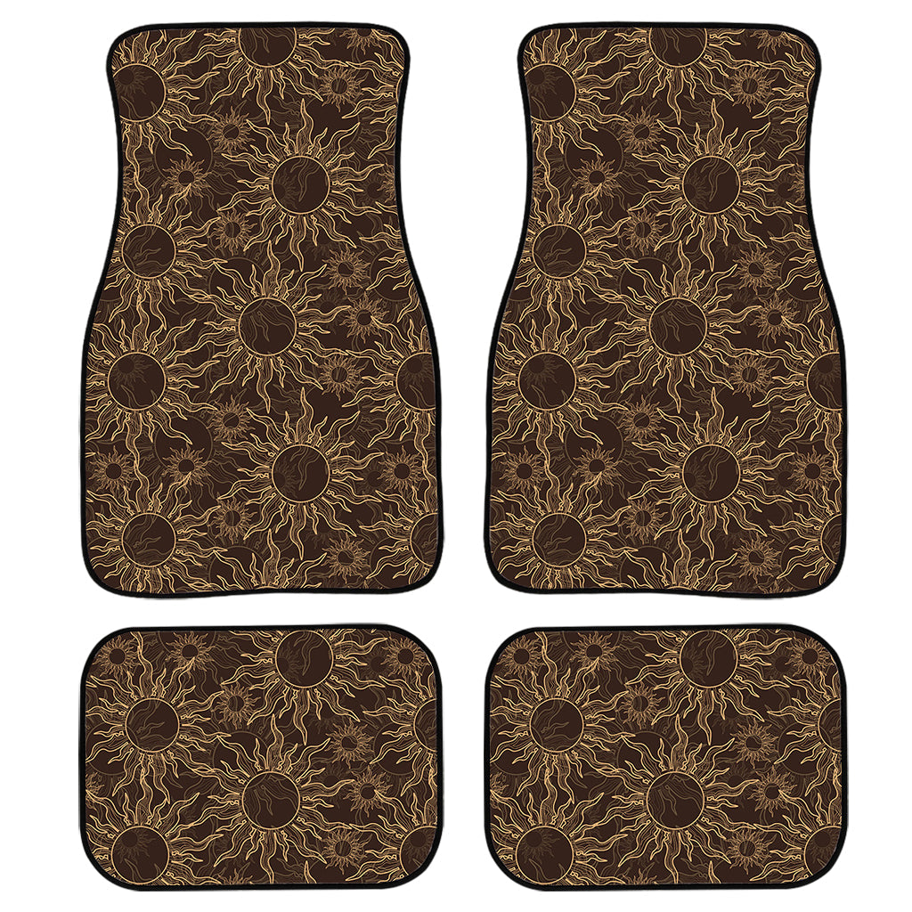 Vintage Sun Pattern Print Front And Back Car Floor Mats, Front Car Mat