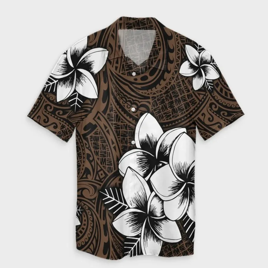 Plumeria Tribe Brown Polynesian Hawaii Shirt Unisex Adult Ha51463