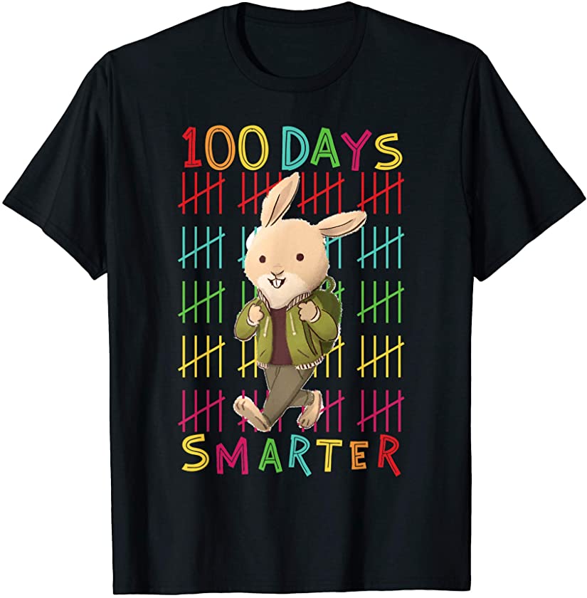 100 Days Smarter, Funny smiling rabbit Boys Gift T-Shirt