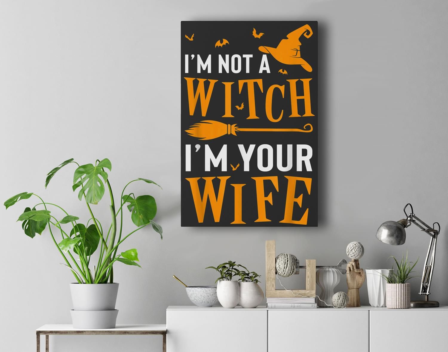 Funny Couple Halloween I’M Not A Witch I’M Your Wife Premium Wall Art Canvas Decor