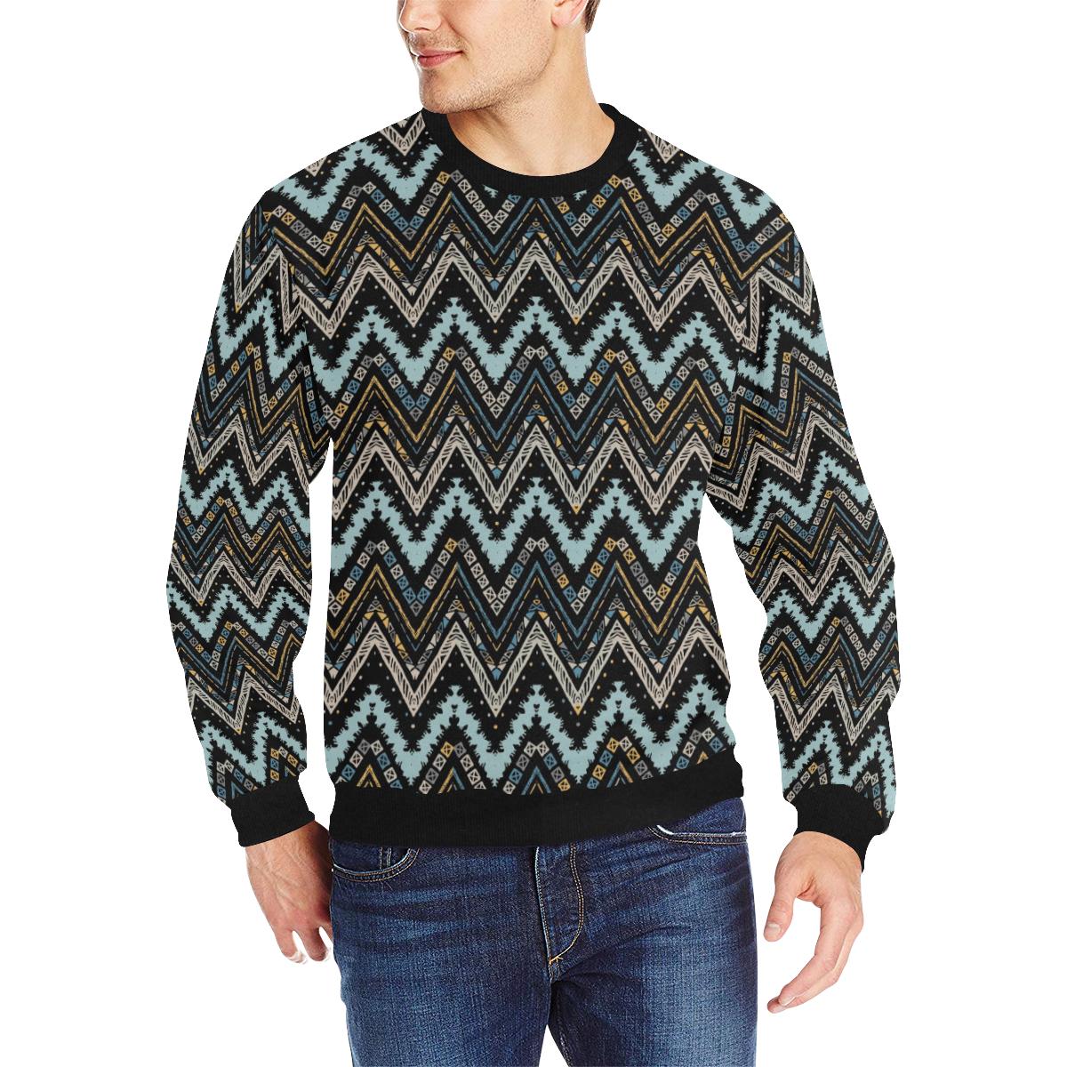 Zigzag Chevron African Afro Dashiki Adinkra Kente Men’s Crew Neck Sweatshirt