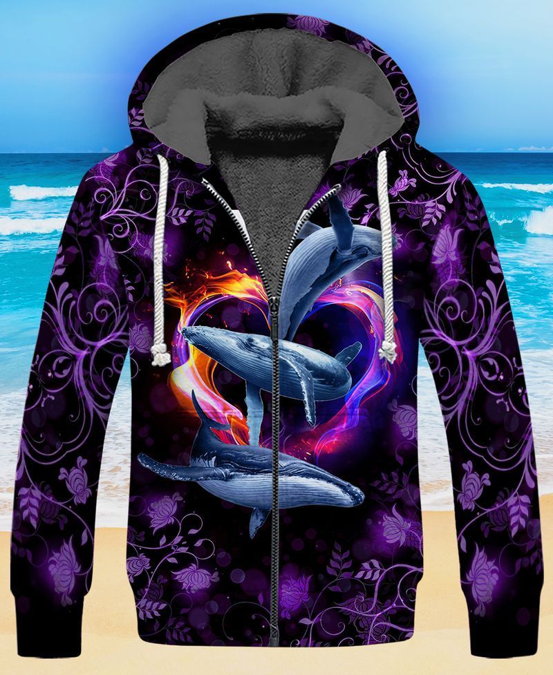 Whale 3D Full Print Shirt Gift For Whale Lovers 3D Fleece Zipper