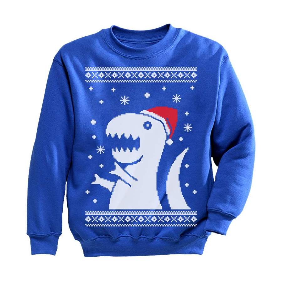 Ugly Christmas Sweater Big Trex Santa – Children Funny Youth Kids Sweatshirt