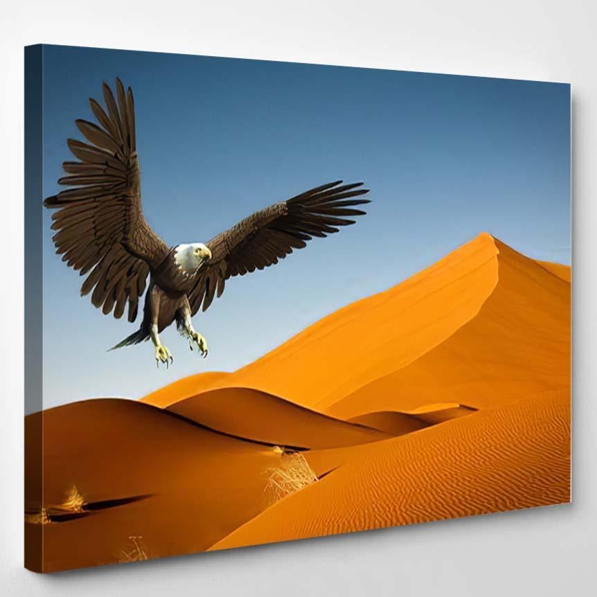 American Bald Eagle Desert Hunting – Eagle Animals Canvas Print