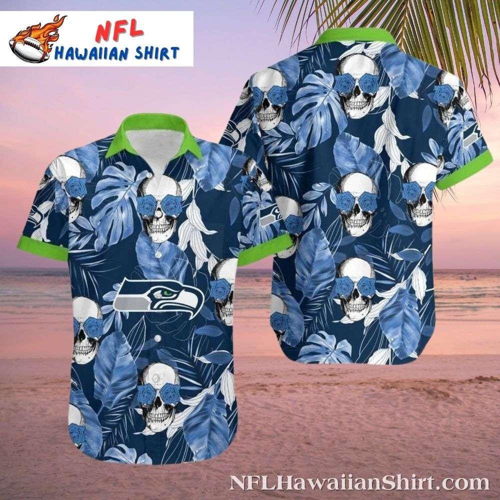 Seahawks Spirit In Bloom  Floral And Skull Tropical Aloha Shirt