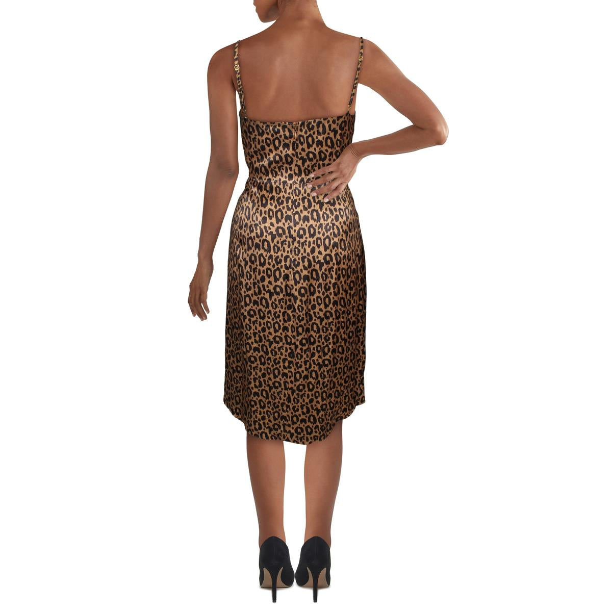 Womens Leopard V-Neck Cocktail And Party Dress