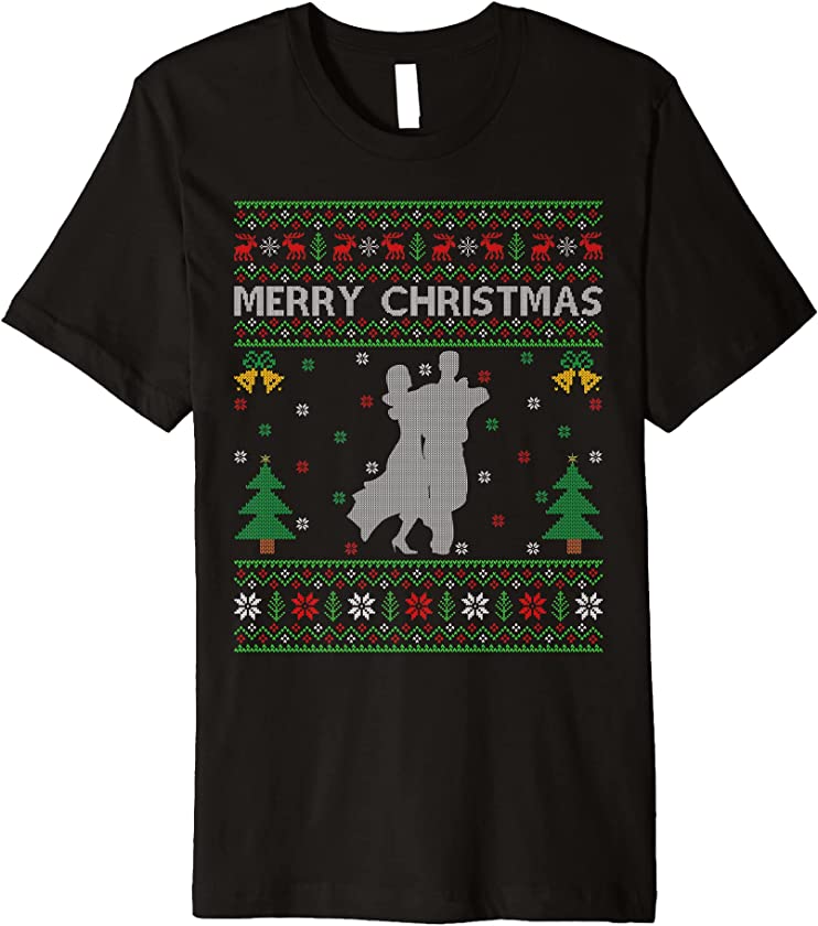 Ugly Christmas Sweater Style Quickstep Dance Dancing Xmas Premium T-Shirt