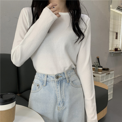 Sweater Pullovers Women Fashion Elegant Korean Style Soft Vintage Knitted Simple All-match Solid O-neck Chic Autumn Teens Daily alx