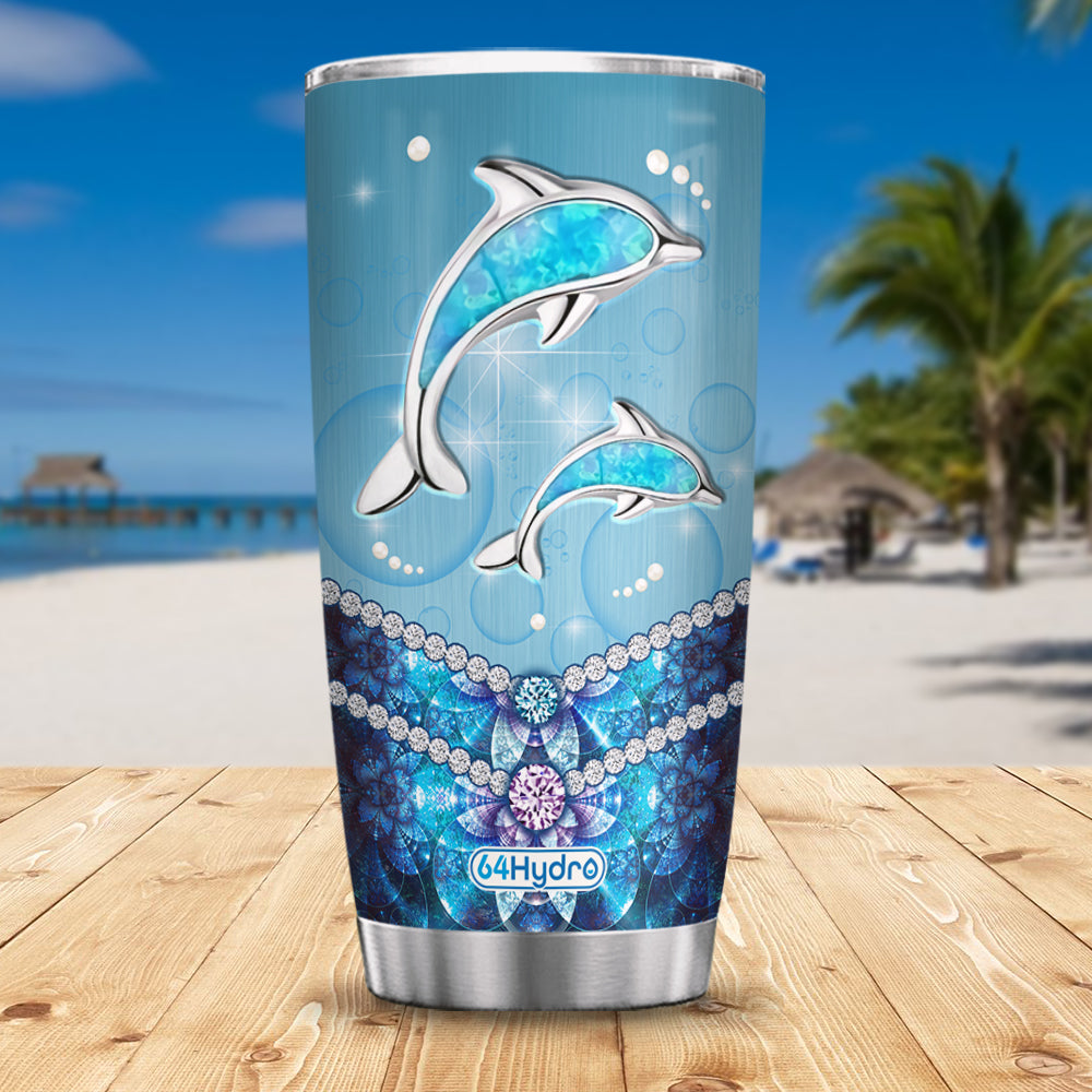 Dolphin Ocean Jewelry Style Quaz1111001Z Stainless Steel Tumbler