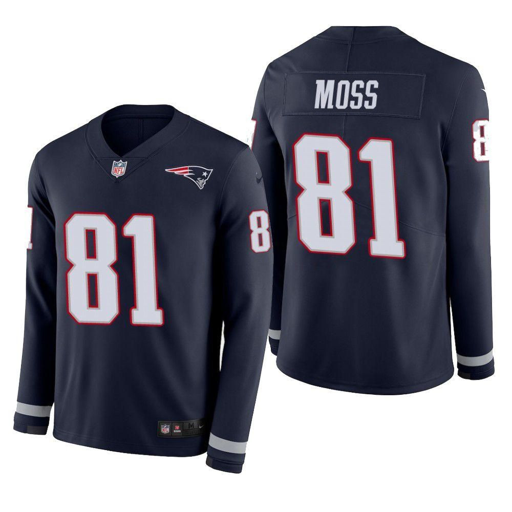 New England Patriots Randy Moss Therma Long Sleeve Jersey Navy