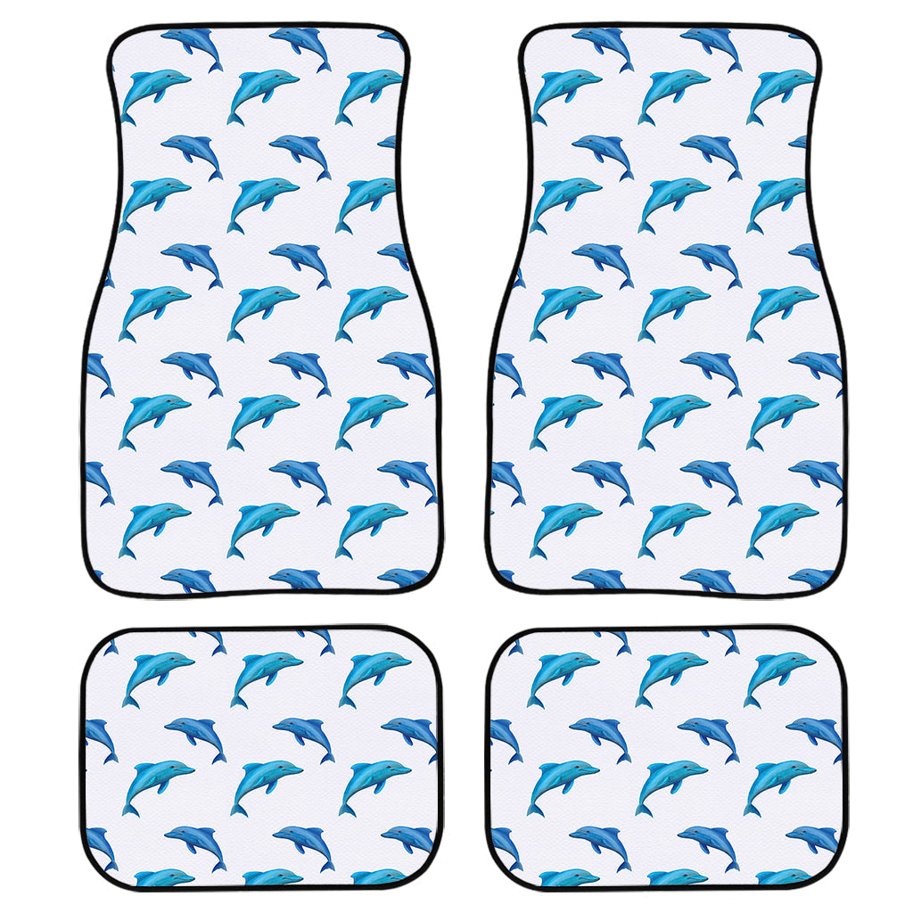 Watercolor Dolphin Pattern Print Front And Back Car Floor Mats, Front Car Mat