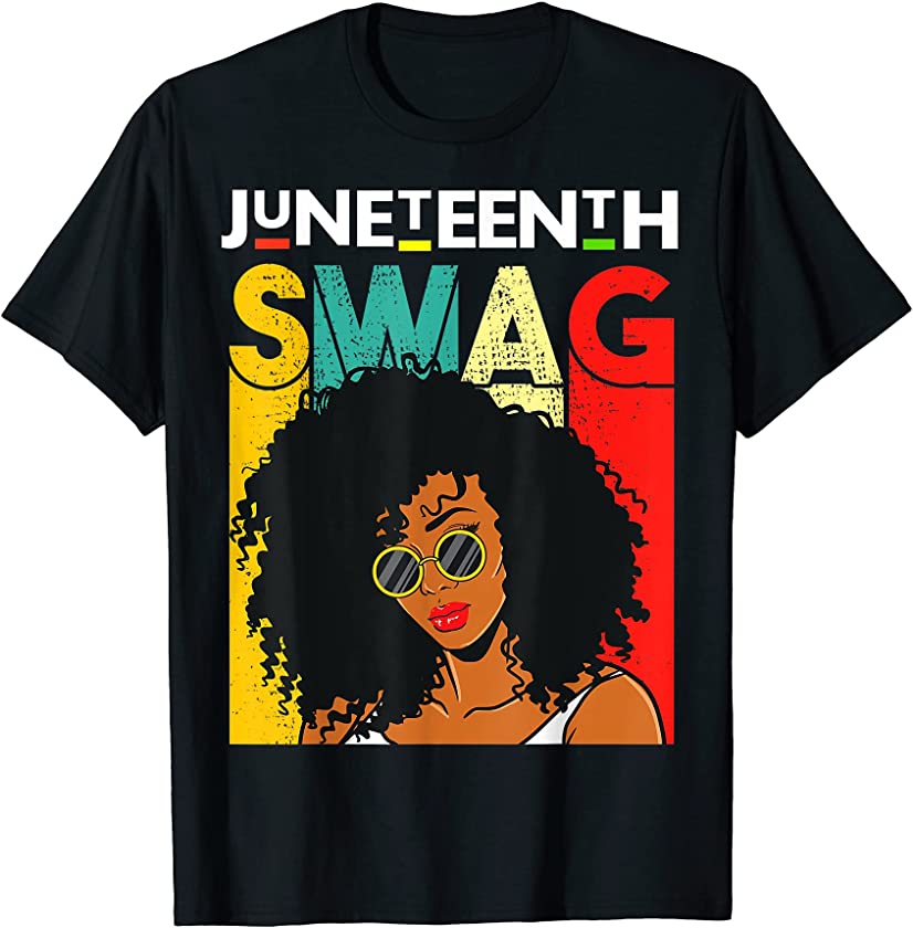 Juneteenth Swag Black Queen Melanin Women Retro Vintage Girl T-Shirt