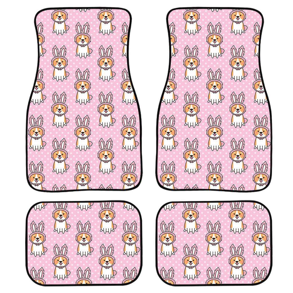 Bunny Corgi Pattern Print Front And Back Car Floor Mats