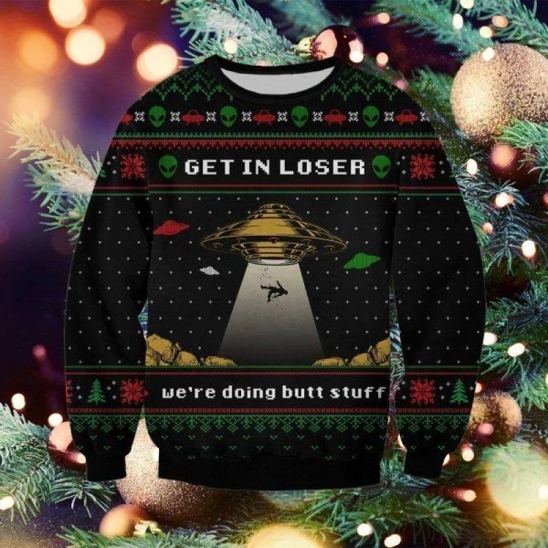 Ufo Loser Knitting Pattern 3D Print Ugly Christmas Swea Hoodie