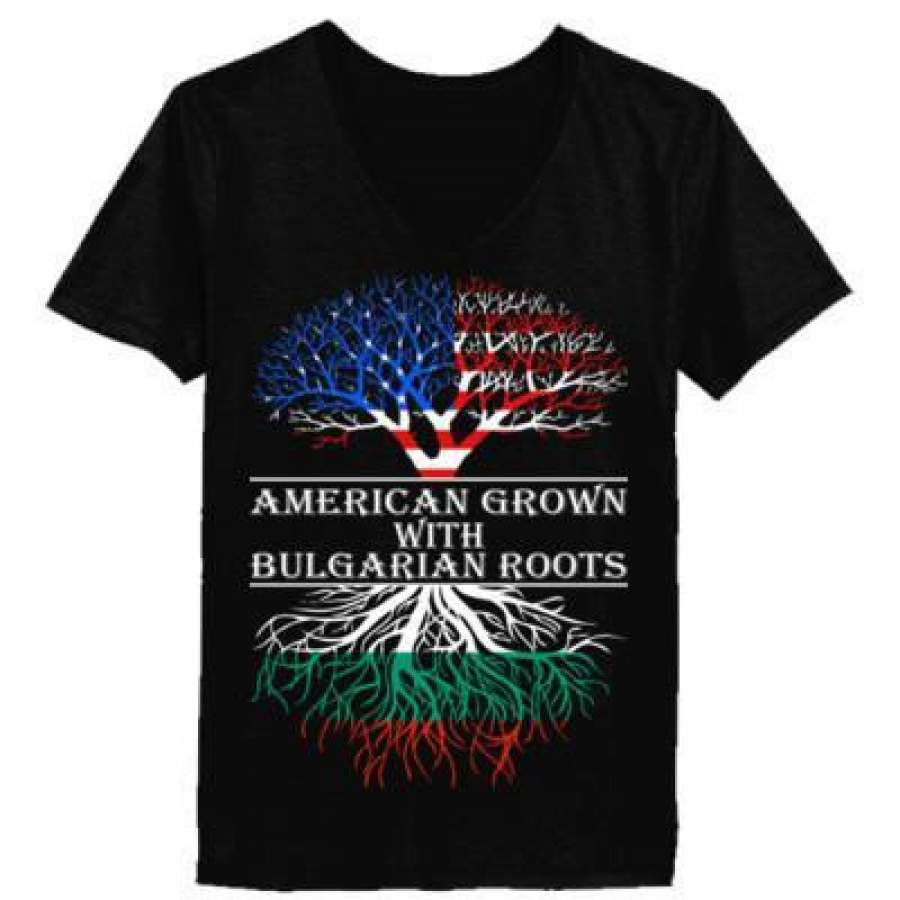 AGR American Grown With Bulgarian Roots – Ladies’ V-Neck T-Shirt