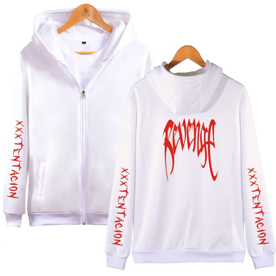 XXXTentacion Hoodies – Solid Color Popular Rapper XXXTentacion Revenge Icon Zip Up Hoodie