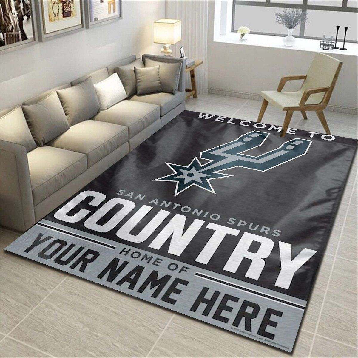 San Antonio Spurs Personalized Rug, Team Living Room Bedroom Carpet, Customized Floor Decor