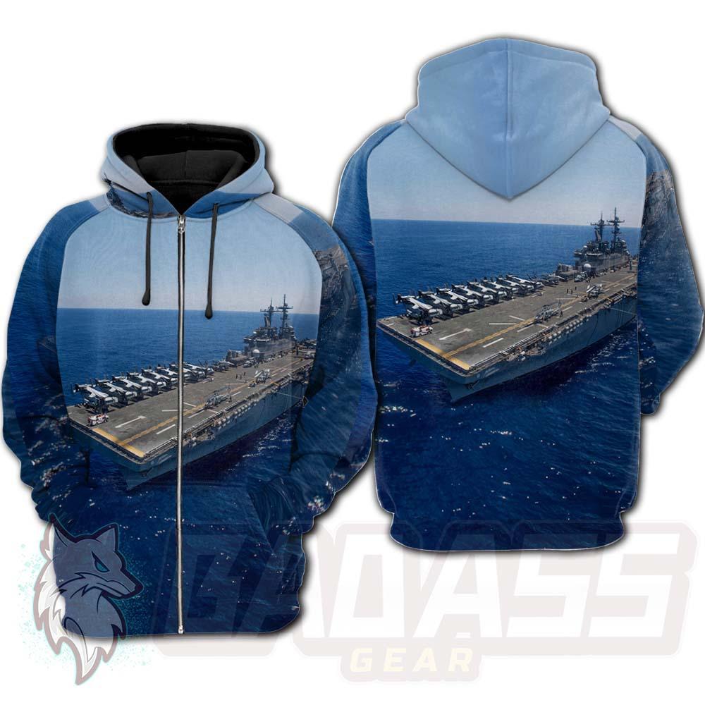 Amzing Uss Wasp BDG-1077 Hoodie Raglan Zip