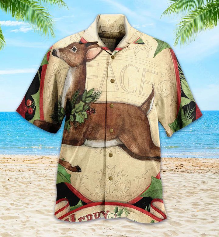 Reindeer Brown Hawaiian Shirt 3D